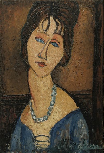 Portrait of Jeanne Hébuterne with Necklace by Amedeo Modigliani